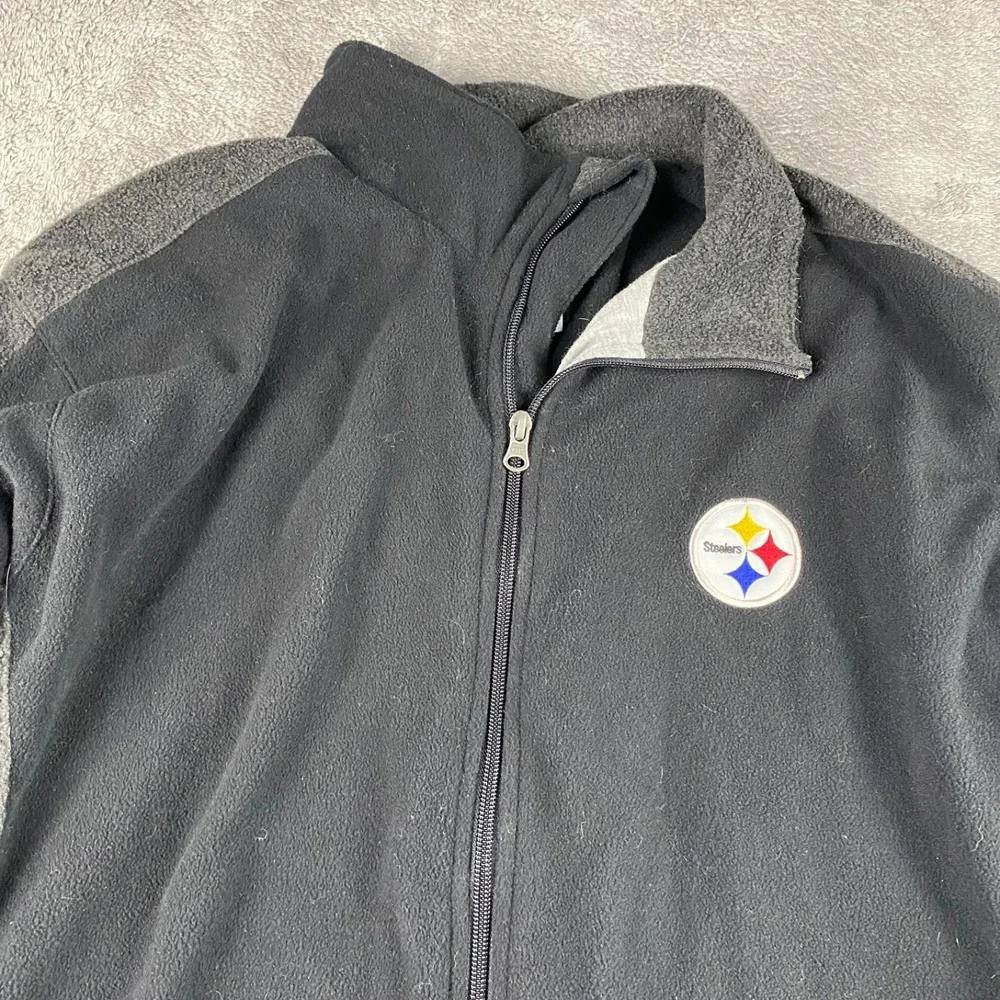 NFL Pittsburg Steelers Fleece Jacket Full Zip Mens Large Black